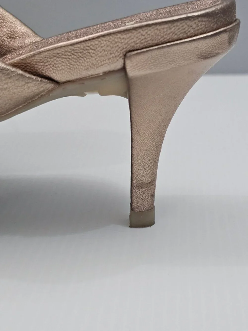 Pedro Garcia Napa Dual Band Mule Sandal EU 39 Metallic Rose Gold Heeled Slide